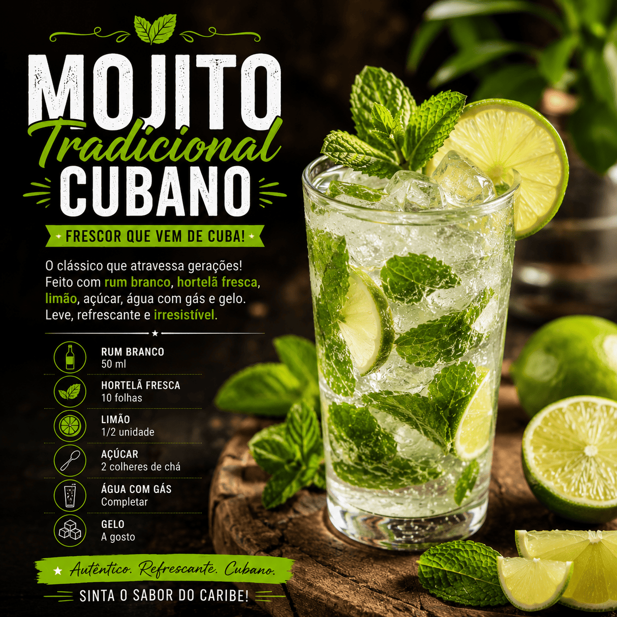 Mojito tradicional cubano