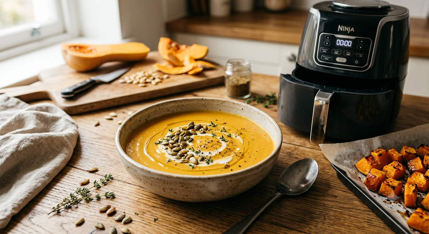 Sopa de abóbora assada na Air Fryer