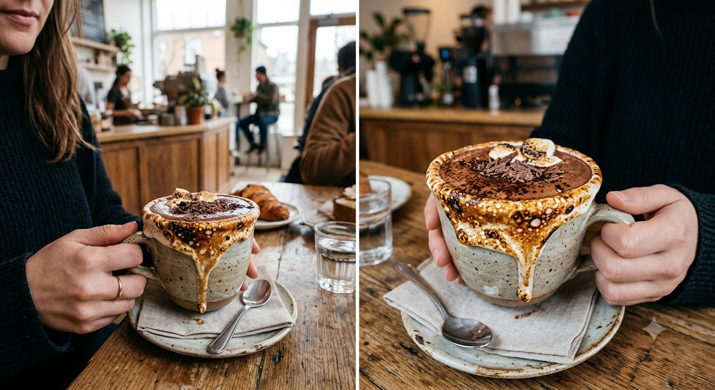 Chocolate quente com marshmallow