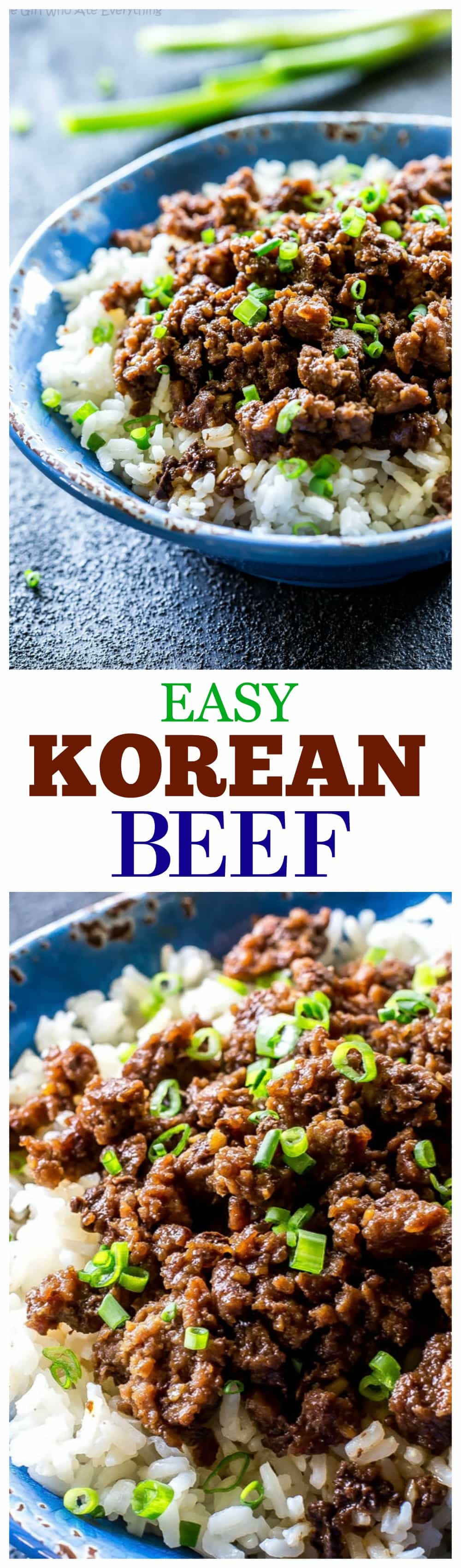 Korean Beef Bowl - uma versão rápida do clássico servido com arroz ou embrulhos de alface para uma opção com pouco carboidrato.  #coreano #carne #fácil #jantar #receita