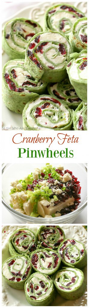 Cranberry Feta Pinwheels: uma combinação doce e salgada que é perfeita para um aperitivo de Natal.  #cranberry #feta #aperitivo #pinwheels #natal