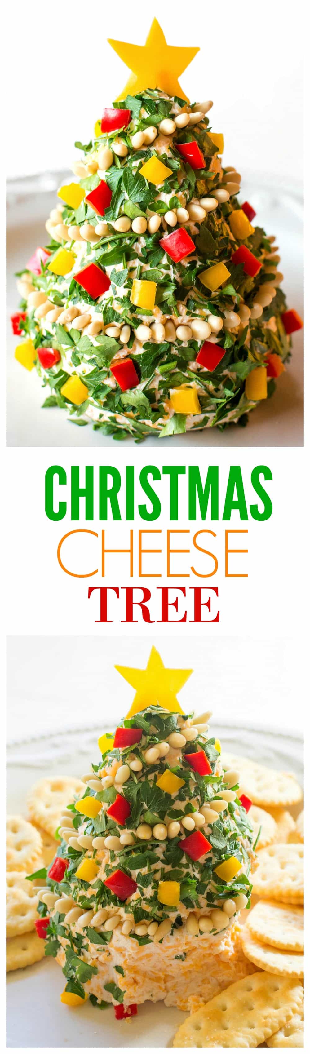 Christmas Cheese Tree - bola de queijo super simples, mas impressionante, em forma de árvore!  #natal #queijo #árvore #aperitivo #receita