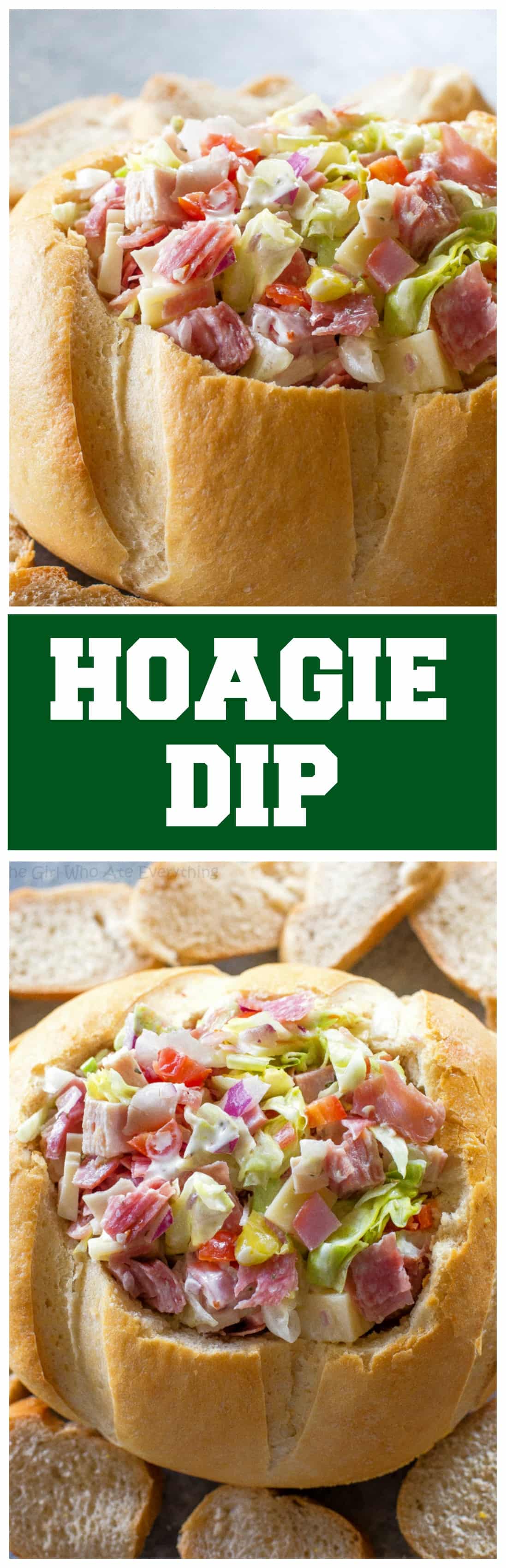 Esta receita Hoagie Dip tem gosto de um sanduíche secundário do Subway, mas em forma de molho.  Este aperitivo deveria realmente ser chamado de Hoagie Spread porque a melhor maneira de comê-lo é colocá-lo em cima de fatias de pão.  #appetizer #hoagie #bread #dip #subway #sandwich