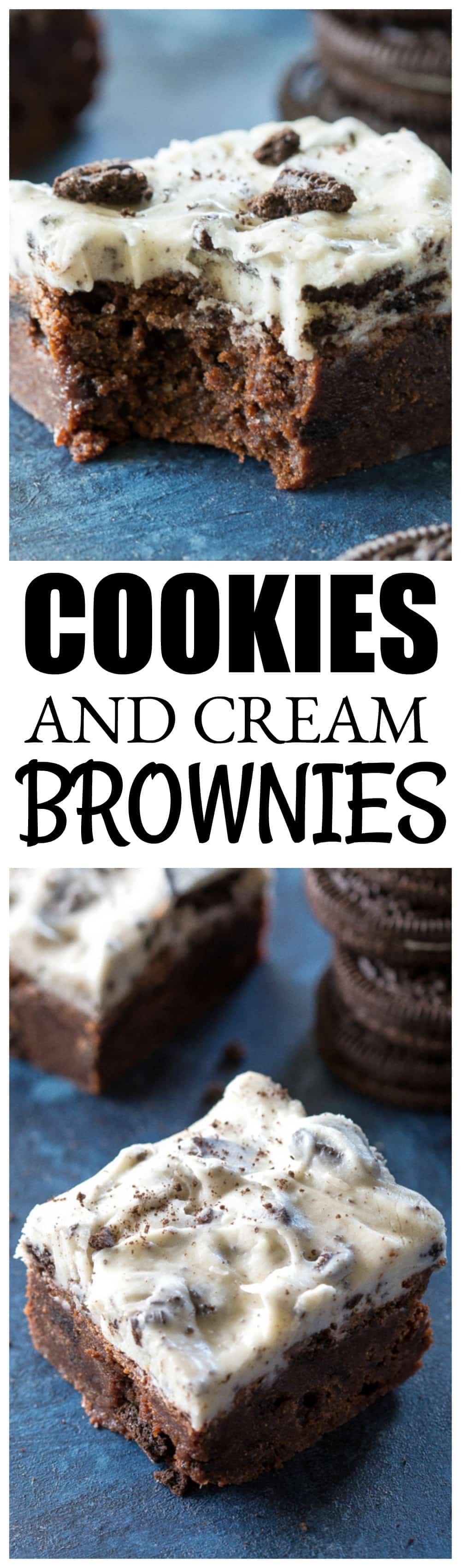 Cookies and Cream Brownies - ricos brownies de chocolate com cobertura cremosa de Oreo.  a-garota-que-comeu-tudo.com