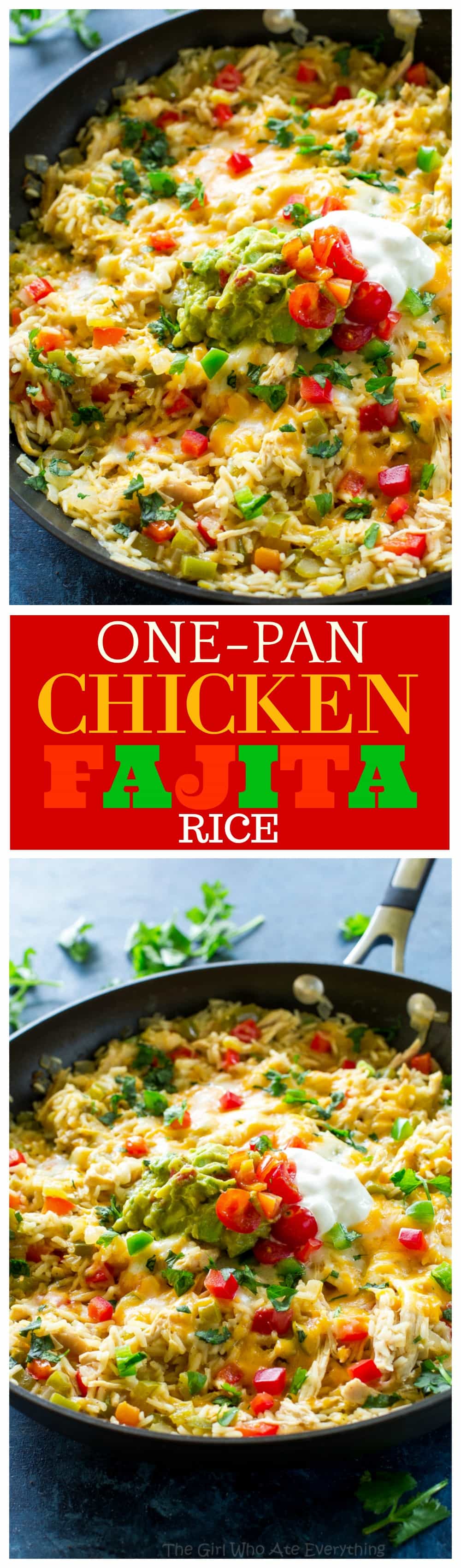One-Pan Chicken Fajita Rice - um jantar mexicano fácil, lido em menos de 30 minutos.  #onepan #frango #arroz #frigideira #mexicano #jantarfácil