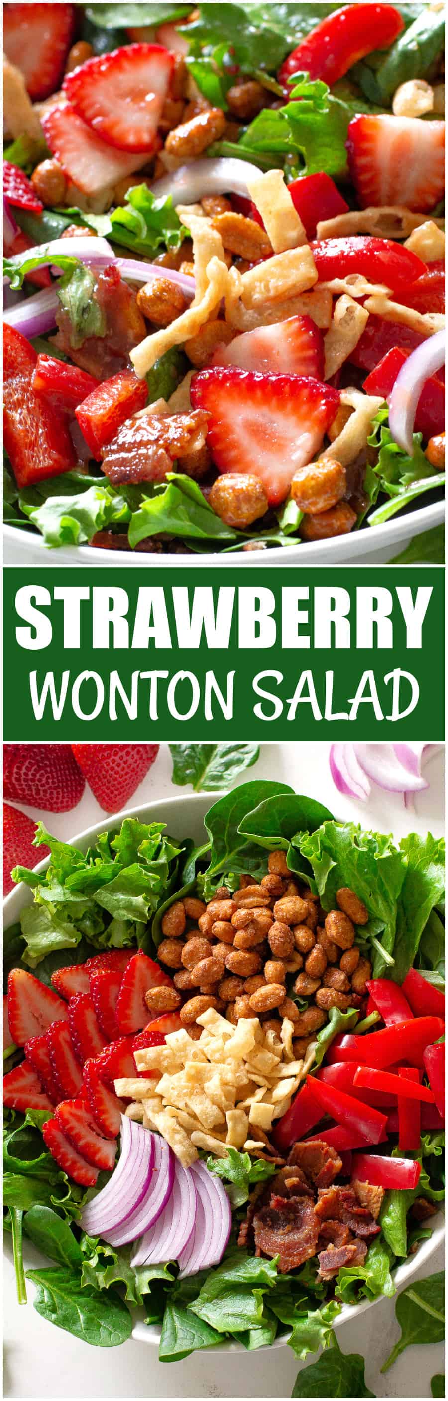 Salada de Espinafre Wonton com Morango