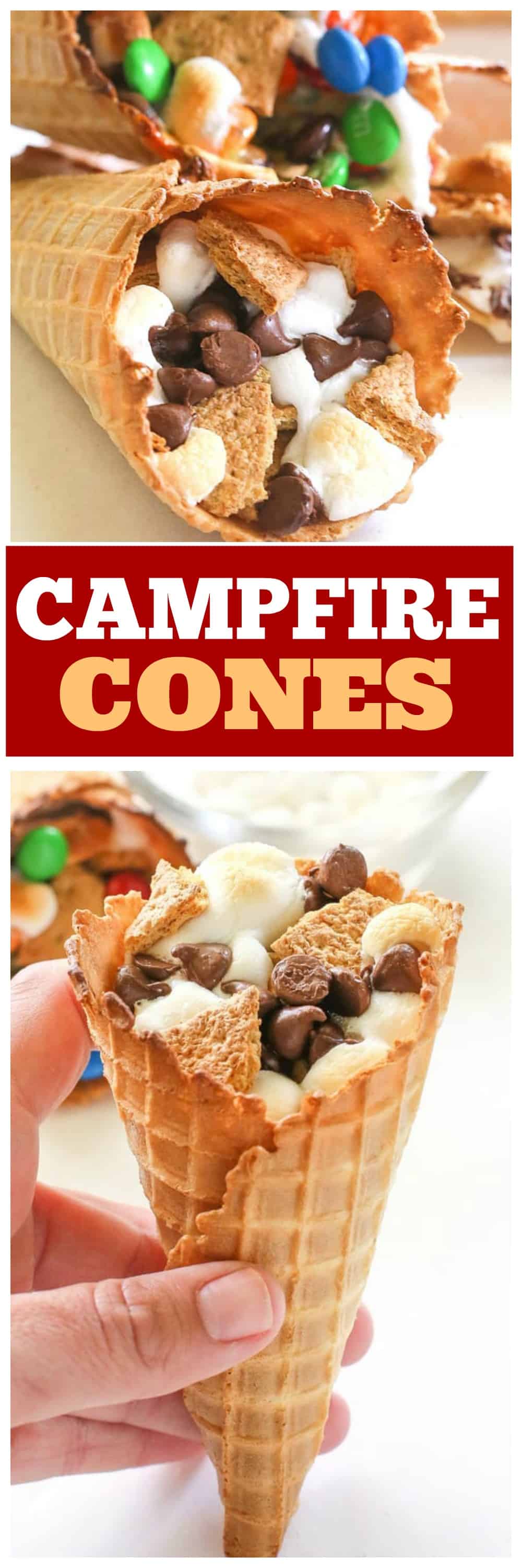 Cones de fogueira - Se você não quer lidar com alguém furando o olho, faça seus s'mores em um cone de waffle, embrulhe em papel alumínio e jogue na fogueira até derreter!  #fogueira #cones #smores #sobremesa