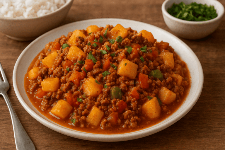 Receita Simples de Carne Moída com Batatas para o Almoço